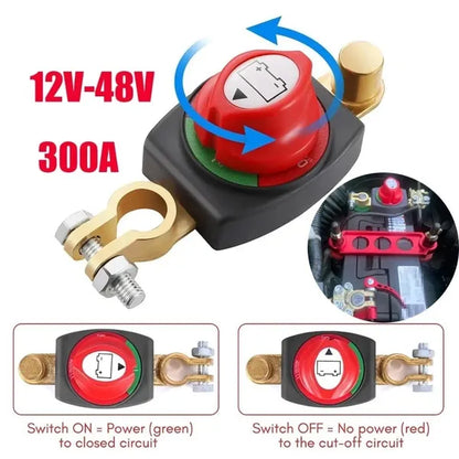 300A 12V-48V Battery Isolator Switch, Main Power Cut-Off For Car, Boat, RV, Truck - view 4