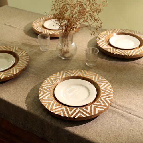 Handcrafted Wood Charger Plate Wooden Dinning Placemat Artisan Wood Tableware - view 7