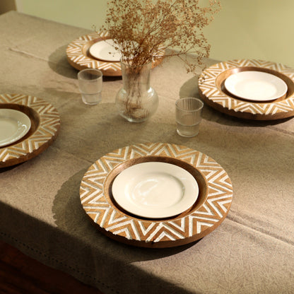 Handcrafted Wood Charger Plate Wooden Dinning Placemat Artisan Wood Tableware - view 7