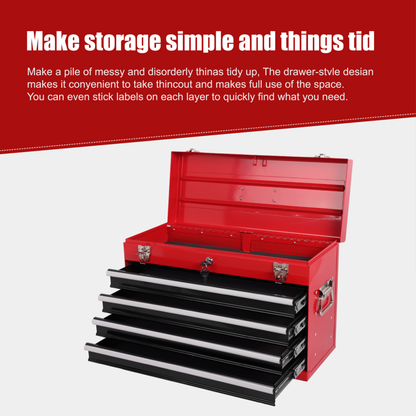 Heavy Duty Metal Tool Box, 21-inch, Portable Metal Tool Box With 4 Drawers, Small Tool Chest With EVA Liners - view 8
