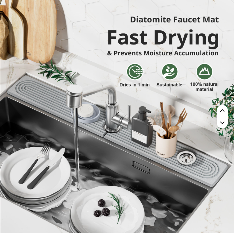 Diatomaceous Earth Sink Tray Stone Home Sink Caddy Kitchen Instant Dry Sink Organizer - view 6