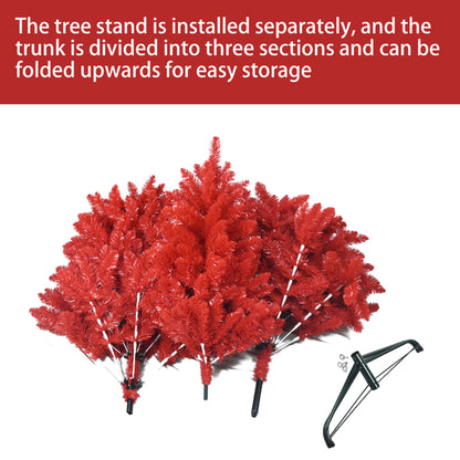 Artificial 7ft Red Christmas Tree With 1066 PVC Branch Tips, Hinged Premium & Foldable Base For Indoor Holiday - view 7