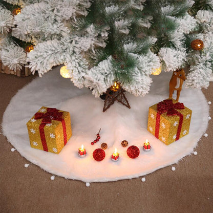 Pure white plush Christmas tree skirt Christmas plush tree skirt 78cm 90cm 122cm Christmas tree decoration tree - view 2