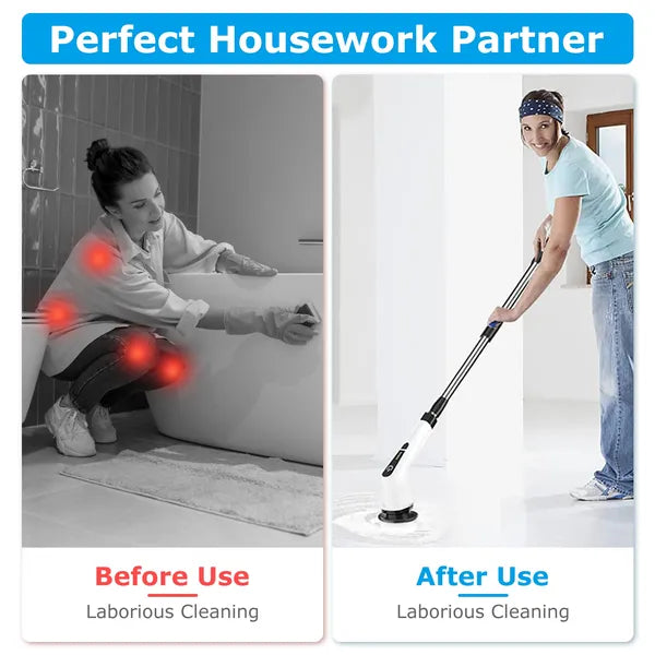 Electric Spin Scrubber Cordless Cleaning Brush Extendable With 8 Replaceable Heads 2 Speed Adjustable Extension Arm - view 3