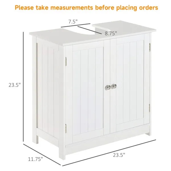 Bathroom Cabinet with 2 Doors and Shelf Bathroom Vanity white-AS - view 2