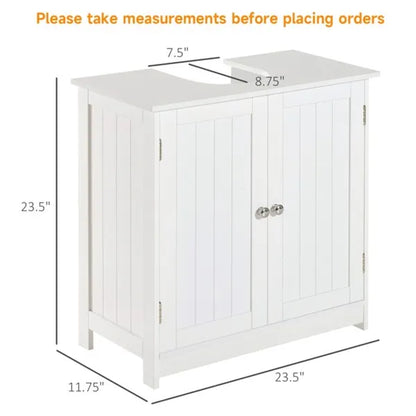 Bathroom Cabinet with 2 Doors and Shelf Bathroom Vanity white-AS - view 2