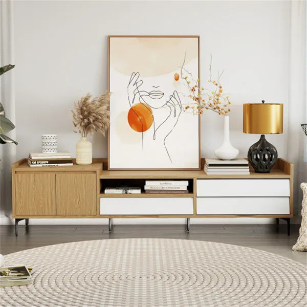 71 Entertainment Center With Drawers & Cabinet, Cable Management TV Console For Living Room - view 4