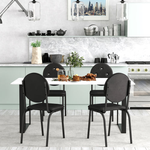 4-piece Bar Stools Faux Leather Dining Chairs With Waterproof Surface And Metal Legs