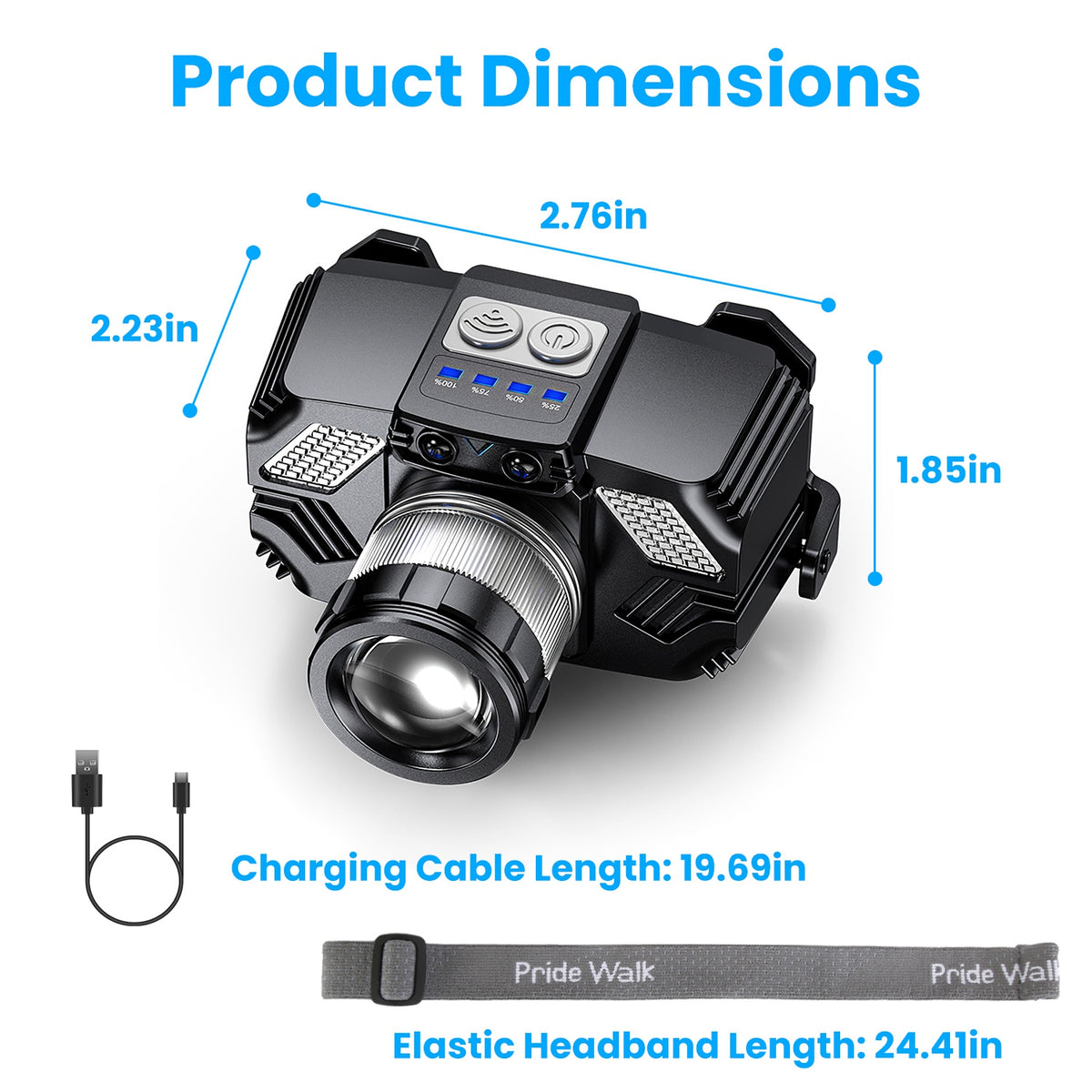 1Pc Motion Sensor LED Headlamp Zoomable Headlamp Flashlight Waterproof Outdoor Emergency Headlight With 3 Lighting Modes - view 2