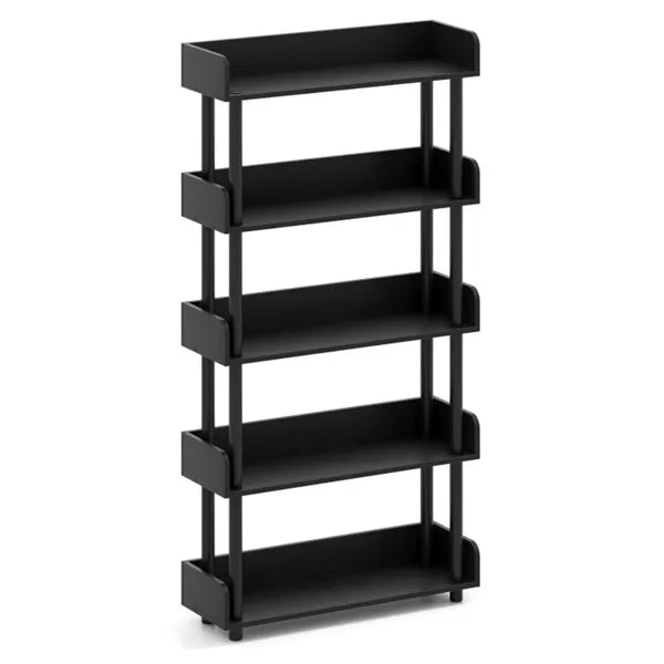 5-Tier Anti-Tipping Open Bookcase With Elevated Legs, Black Display Rack For Home Office - view 4