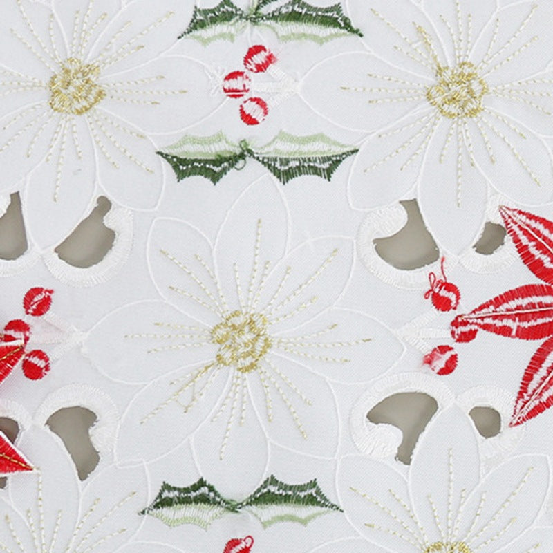Embroidered Christmas flower table runner - view 4