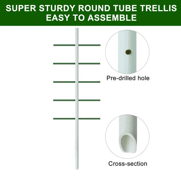 4ft*1.64ft 2PC White Round Tube Climbing Trellis, Stylish, Simple, Durable - view 4