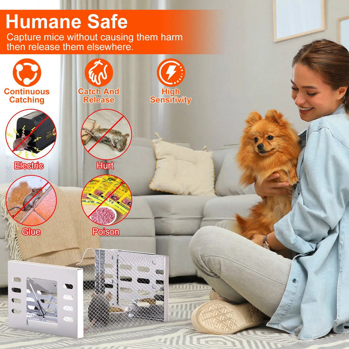 2Pcs Humane Rat Trap Catch and Release Live Mouse Cage Traps with Automatic Continuous Cycle Trapping for Chipmunk - view 4