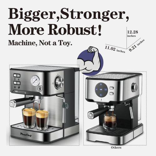20 Bar Professional Espresso Machine With Milk Frother, Single & Double Shot, ESE Pod Compatible, Pressure Display - view 2