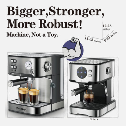 20 Bar Professional Espresso Machine With Milk Frother, Single & Double Shot, ESE Pod Compatible, Pressure Display - view 2