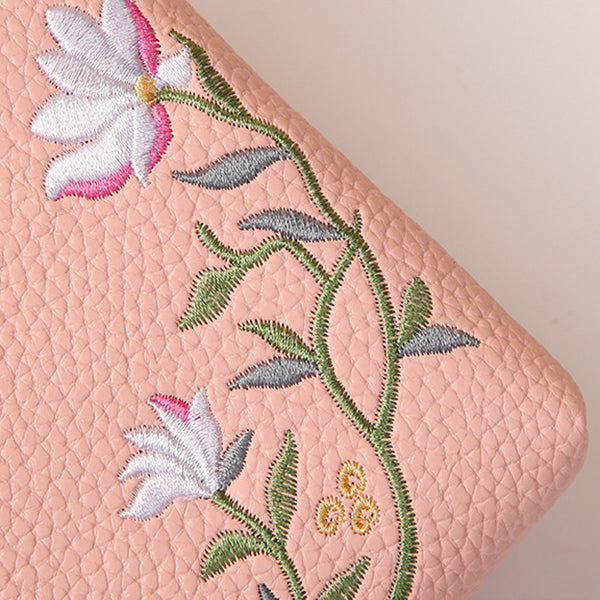 Flower Embroidery Phone Bag With Lock Buckle Outdoor Long Wallet Fashion Shoulder And Crossbody Bags - view 9