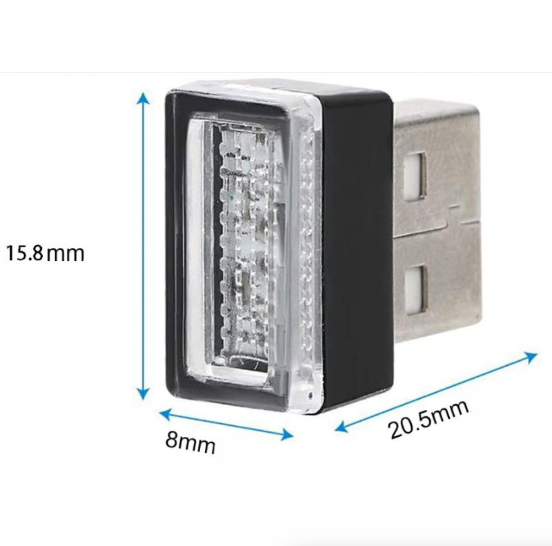 3x Mini Blue LED USB Car Interior Light Neon Atmosphere Ambient Lamp Accessories - view 2