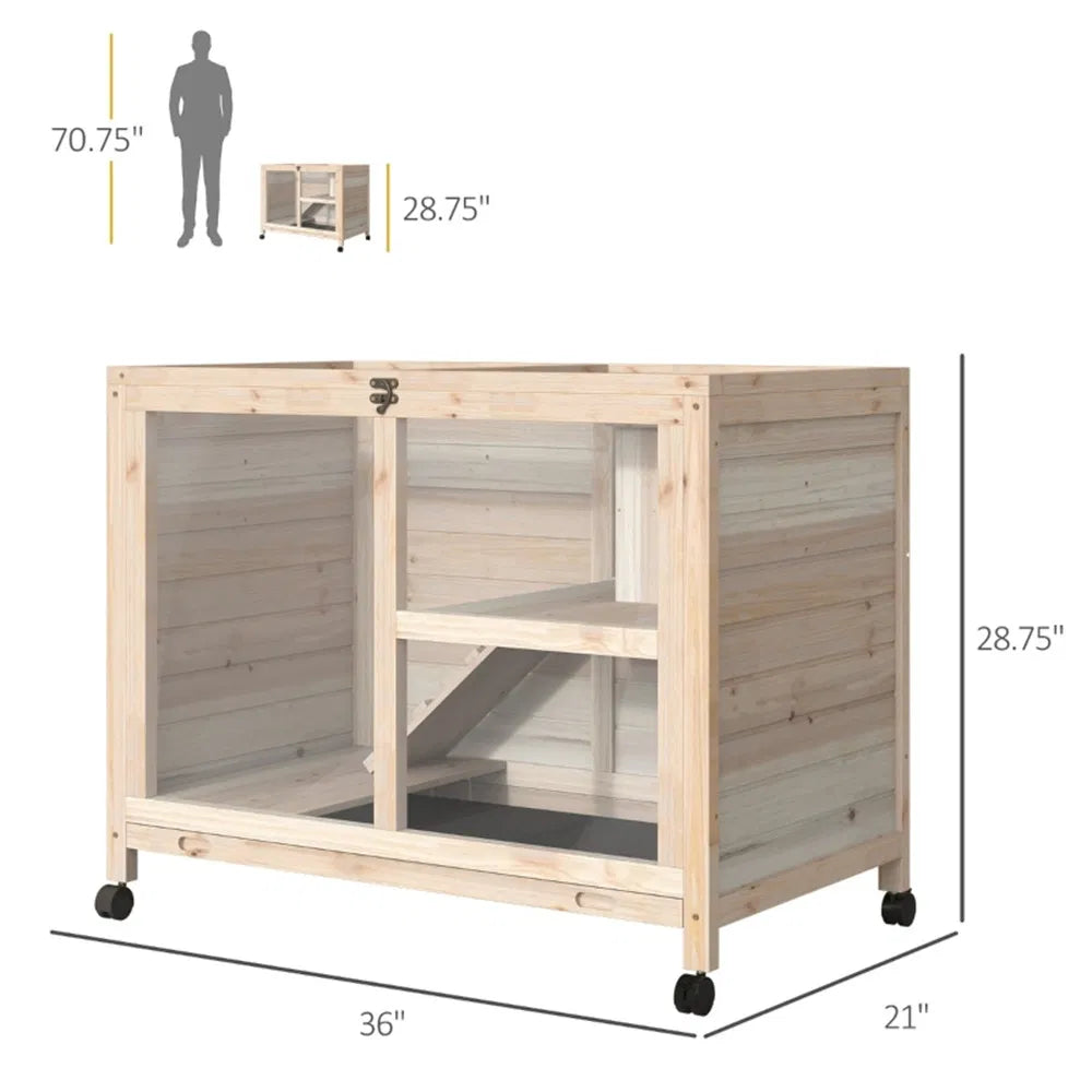 Pet cage / Wood Rabbit Hutch-Natural - view 6