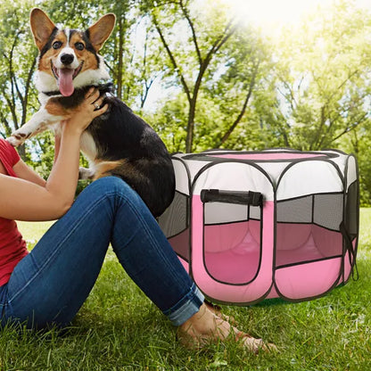 Portable Foldable Pet Playpen Exercise Pen Kennel Removable Zipper Top And Bottom Water Resistant Indoor Outdoor Use - view 2