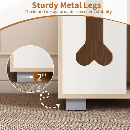 Cat Dog House Dog Bed Side Table Wooden Dog Condo with Bone-shape Window and Thick Metal Legs - view 7
