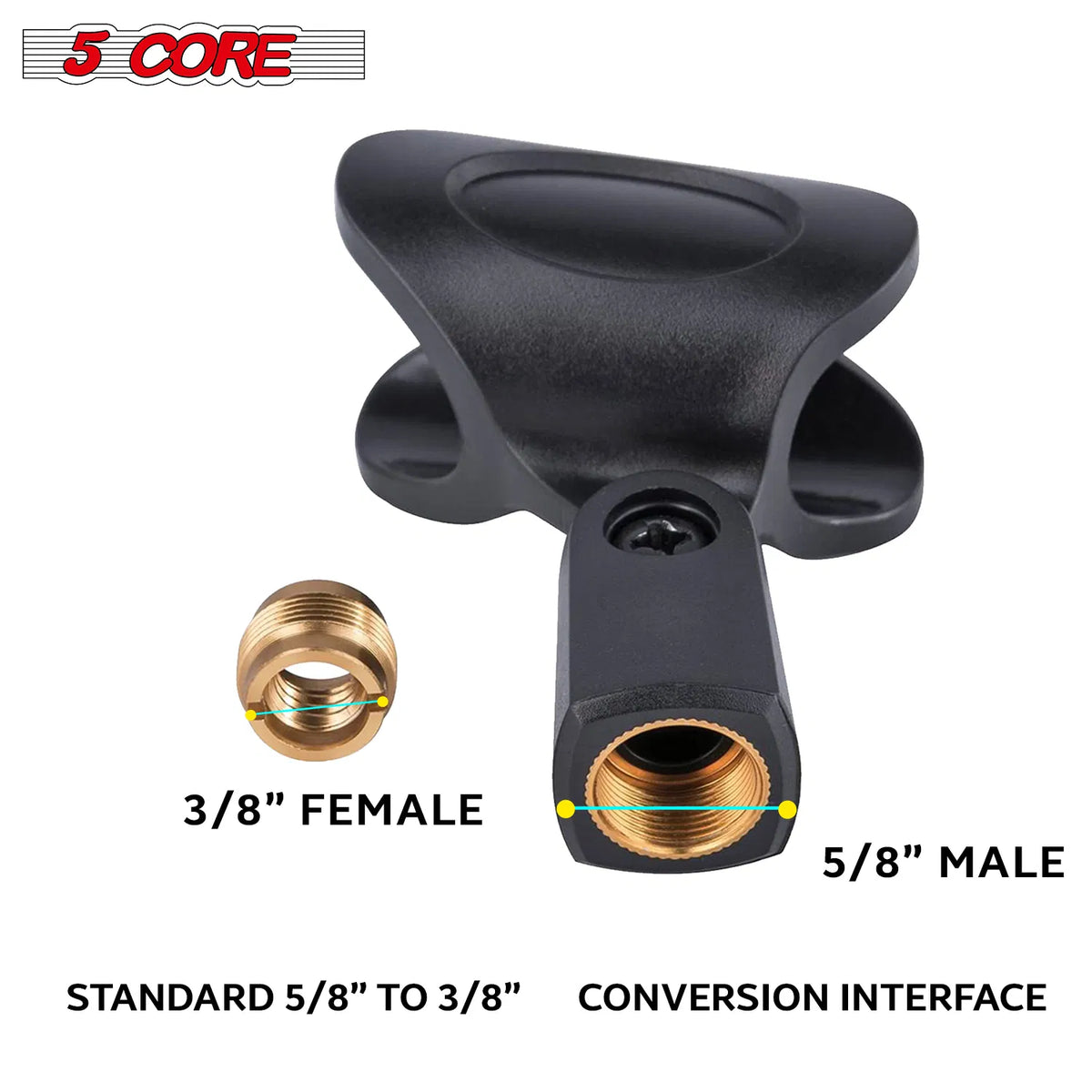 5 Core Microphone Clips for all Handheld Transmitters Universal Adjustable Mic Clips with 5/8" Male to 3/8" Female - view 9