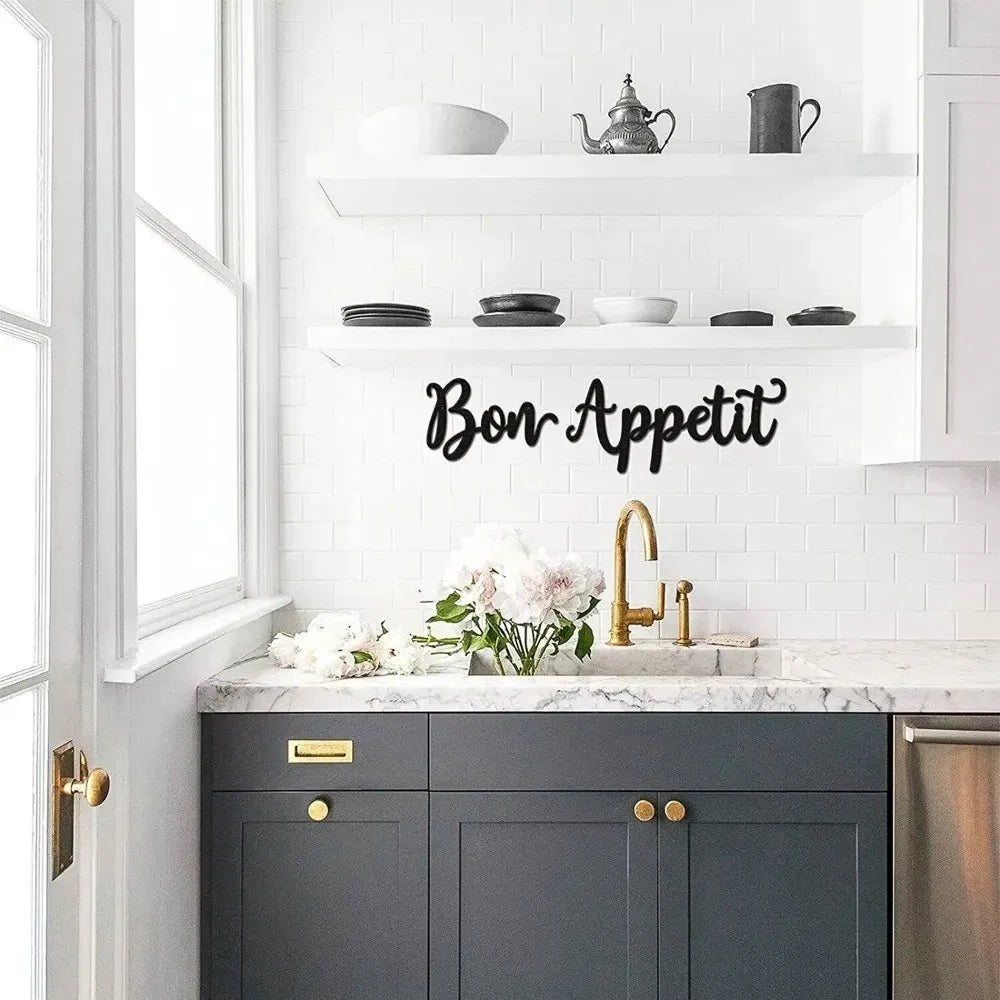 2pc Bon Appetit Wall Décor Bon Appetit Metal Wall Sign Farmhouse Kitchen Wall Art Living Room Bedroom Study Porch Decor - view 6
