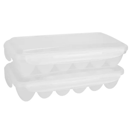 2Pcs Plastic Egg Holder Stackable Egg Storage Box Egg Rack For Refrigerator 18 Cavity Per Container Dishwasher Safe - view 2