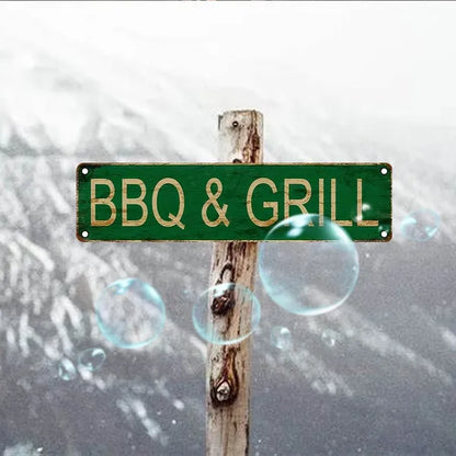 Vintage Aluminum BBQ Sign UV Printed Metal Plaque Waterproof Dustproof For Home Garage Cafe Restaurant Bar Decor - view 4
