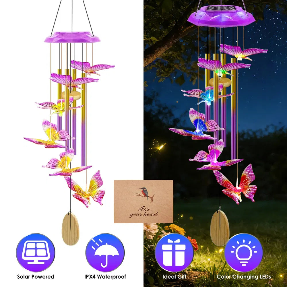 Solar Wind Chime With Aluminum Tubes 7 Color Changing Wind Chime For Outside IP44 Waterproof Outdoor Garden Yard Decor - view 6
