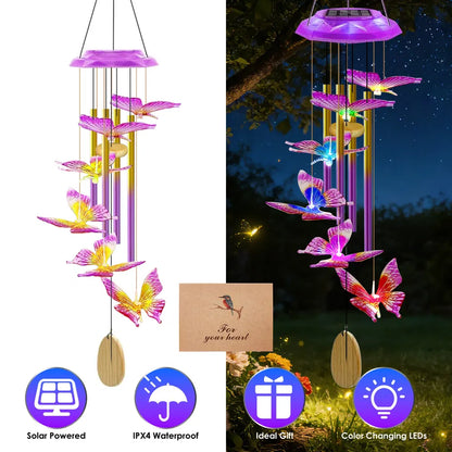 Solar Wind Chime With Aluminum Tubes 7 Color Changing Wind Chime For Outside IP44 Waterproof Outdoor Garden Yard Decor - view 6