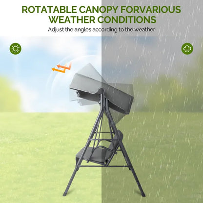 68X43X60 Inch Dark Gray KD Style With Cushion Canopy Iron Oxford Fabric 250kg Iron Swing Set - view 4