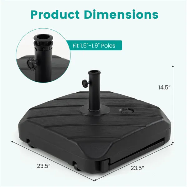 Rolling Fillable Patio Umbrella Base With Foldable Pull Rod & Hidden Wheels - view 5