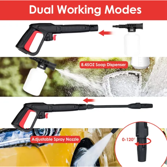 Electric High Pressure Washer 3000PSI Max 2.6GPM Powerful Car Washer Pressure Cleaner With Adjustable Spray Nozzle Soap - view 2
