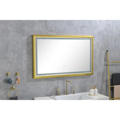 42x24 Inch LED Frontlit Bathroom Mirror with Metal Frame, Wall Mounted Vanity Mirror with Smart Touch Button, Anti-Fog - view 3