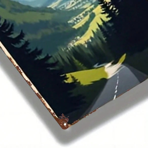 1pc 2D Flat Metal Sign Austrian Pitz Valley Scenic Painting Square Iron Wall Art 8x12 Inch For Home Bar Garage Club - view 5