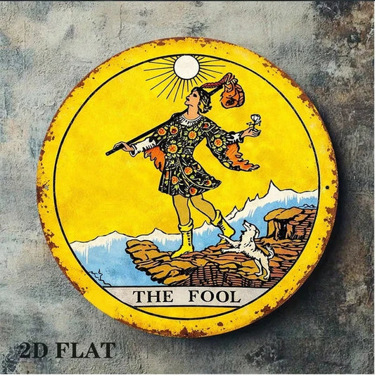 1pc 8x8in The Fool Tarot Card 2D Flat Round Sign, Tarot Card 2D Flat Round Sign, 2D Flat Round Sign - view 2