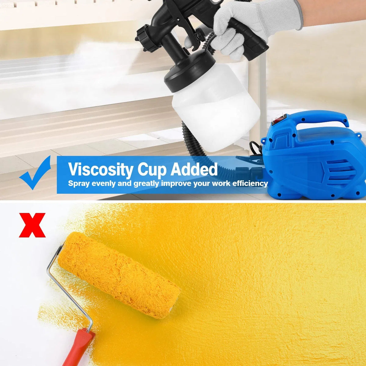 800ML Paint Spray Painter 650W Paint Sprayer Machine 800ML/Min Output HVLP Oil Primer Water Sprayer w / 3 Spraying - view 2
