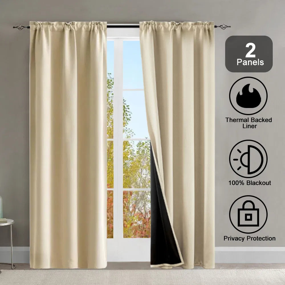 Grommets Thermal Insulated With Coated Lining 52 In. W X 63 In. L Indoor Blackout Curtains Set Of 2