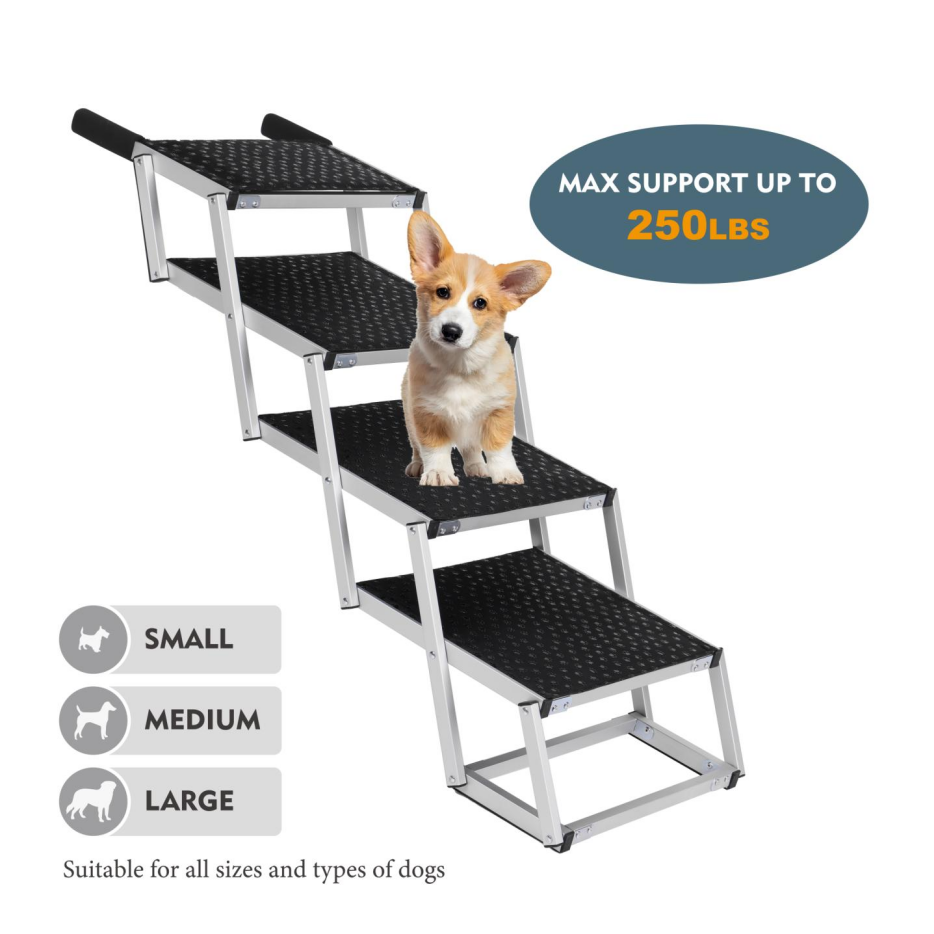 Foldable Dog Ramp For Cars, SUVs, Trucks, Portable Pet Dog Stairs For Large Dogs With Non-Slip Surface & Reinforced - view 6