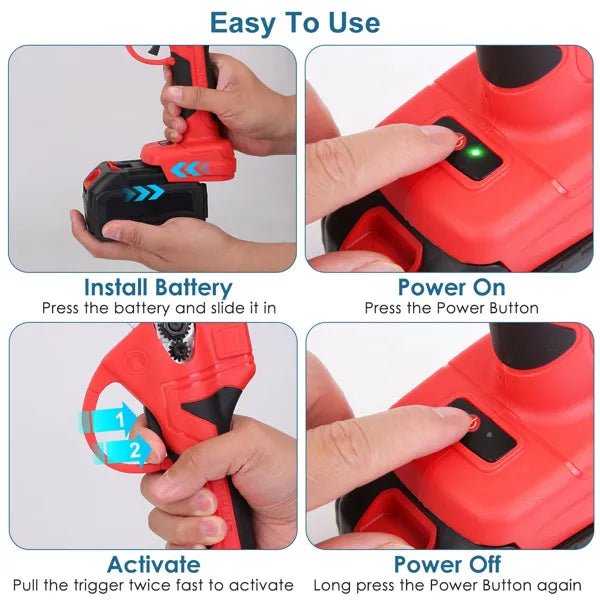 21V Electric Pruning Shears Cordless Tree Pruner Branch Cutter Gardening Scissors With 2 Pack Rechargeable Battery & - view 5