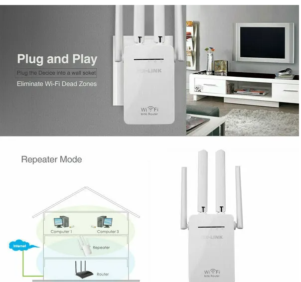 1200Mbps WiFi Range Extender Repeater Wireless Amplifier Router Signal Booster - view 5