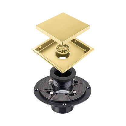 6 Inch Square Shower Drain With 2-in-1 Flat & Tile Insert Removable Cover - view 3