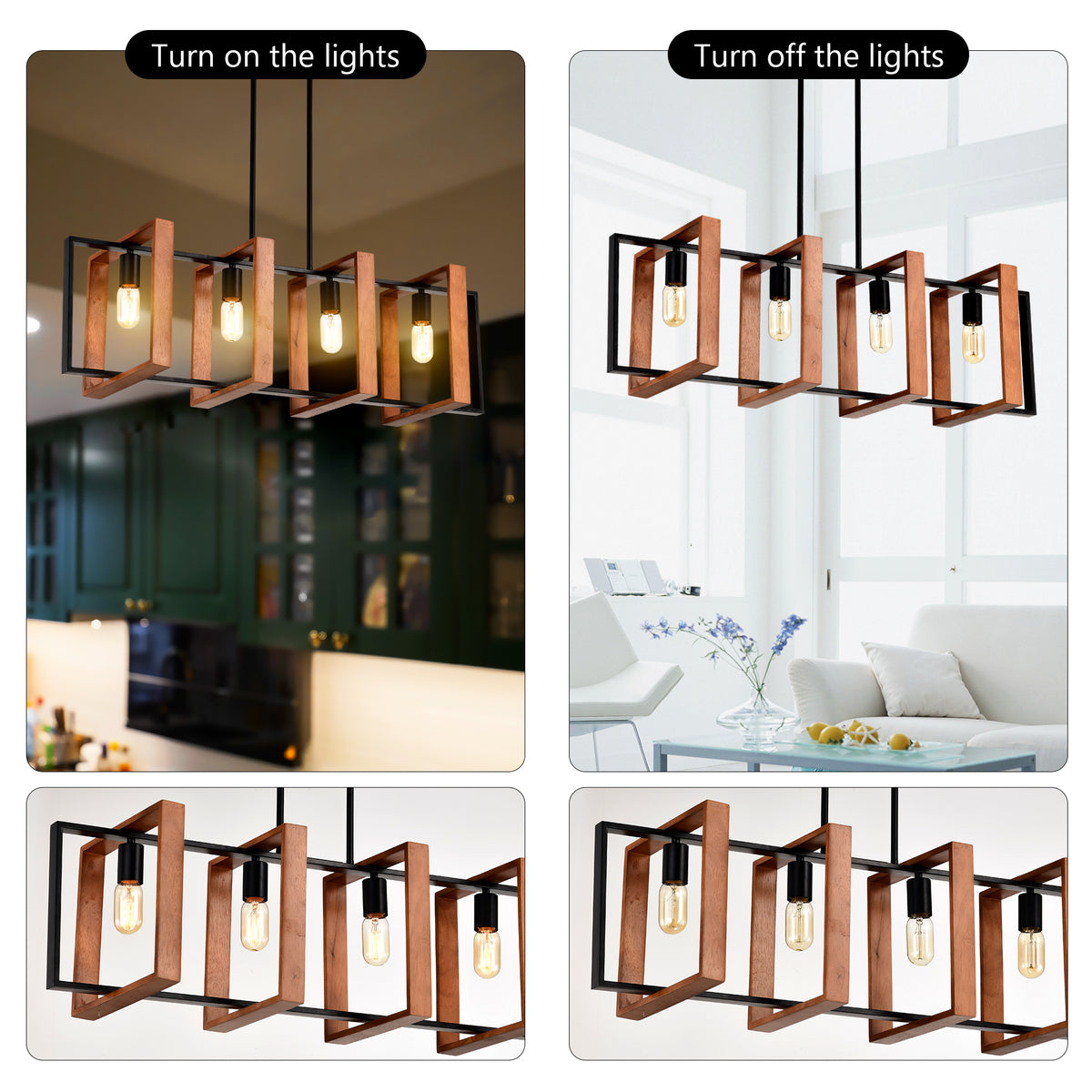 4-Light Kitchen Island Lights Pendant Light Farmhouse Dining Room Light Fixture - view 9