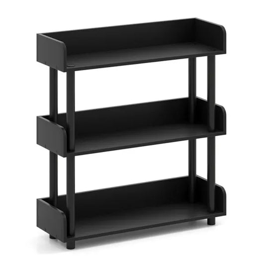 3-Tier Industrial Bookshelf With Anti-Falling Guardrails, 33 LBS Per Shelf Storage Organizer - Black - view 2