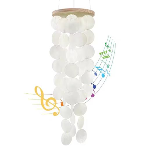 Wind Chimes For Outside Handcrafted Turquoise Capiz Shells Windchime Coastal Style Decor For Indoor Outdoors Garden