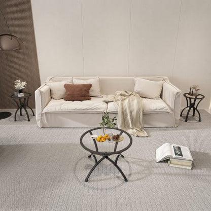 3 Piece Tempered Glass Surface Coffee Table Set Decor Coffee Table - view 4