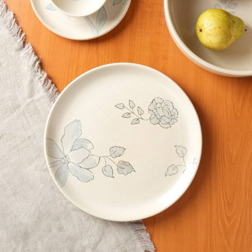 Off-White Round Ceramic Floral Print Side Plate Elegant Dining Accent For Any Table - view 3