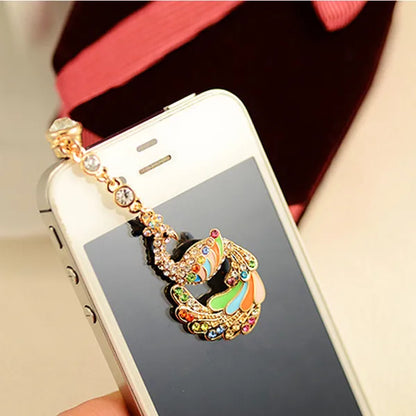 Colorful Crystal Diamond Phoenix Dust Cap Pendant For Cell Phone 3.5mm Jack - view 3