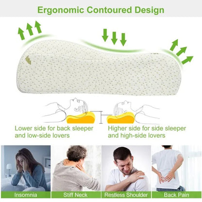 Bamboo Memory Foam Sleep Pillow Contoured Cervical Orthopedic Pillow Neck Support Breath Pillow - view 3