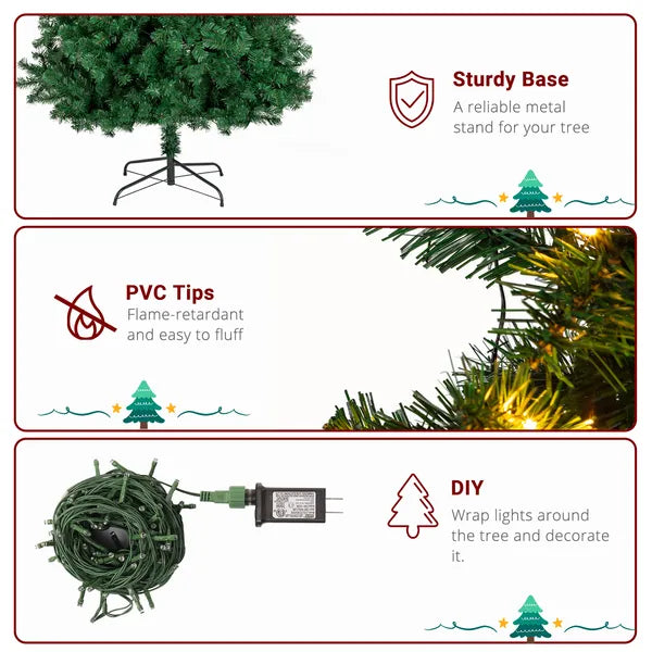 FCH 6ft PVC Material DIY 150 Lights Warm Color 8 Modes 1050 Branches Christmas Tree Green - view 5